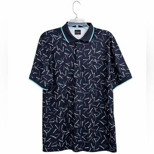 Greg Norman for Tasso Elba Men’s Golf Polo Large Black Teal Performance Shirt